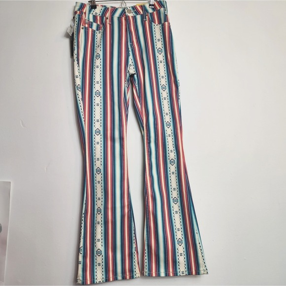 Rock & Roll Denim x Hooey Denim - NWT Rock & Roll Denim x Hooey Baby Flare Jeans 28x34 Serape Western‎ Stretch NEW